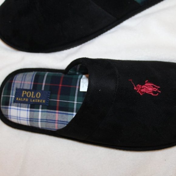 NIB POLO RALPH LAUREN MEN'S CLOG SLIP ON SLIPPERS BLACK - Picture 3 of 6